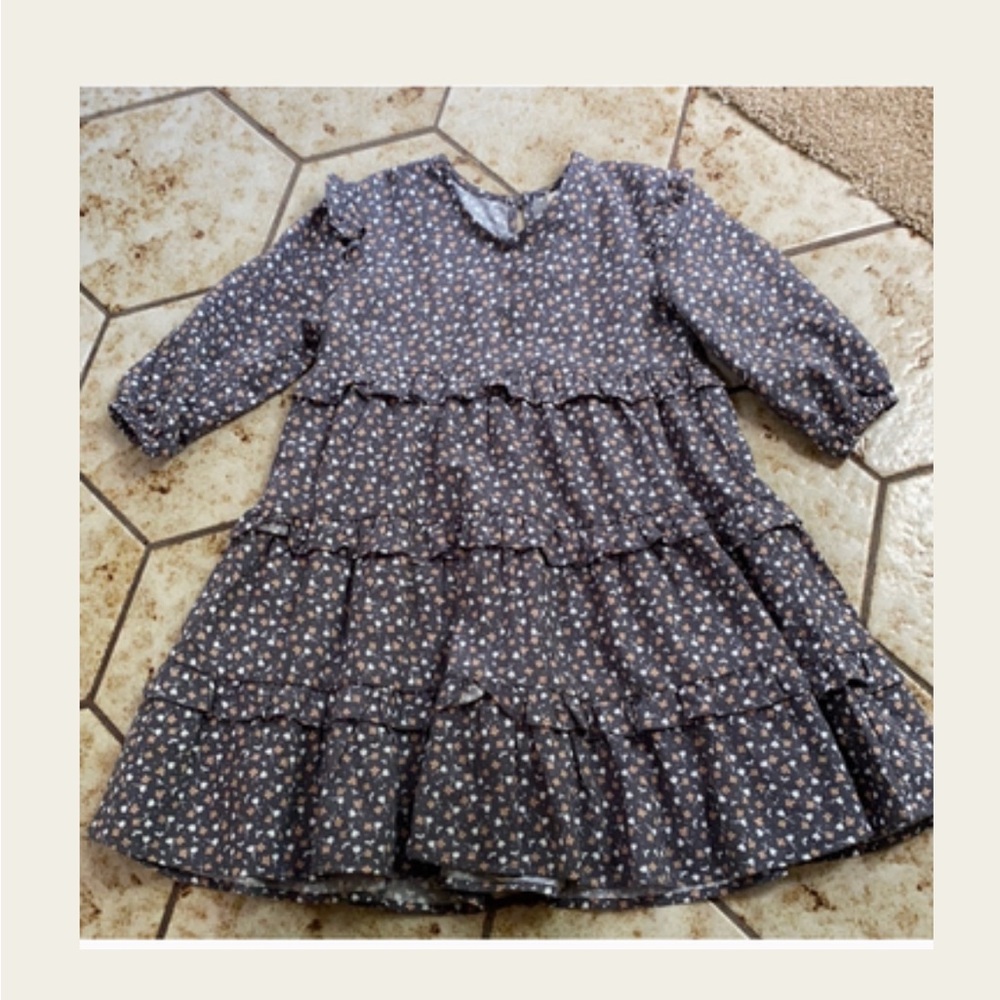 Rylee & Cru blue floral long sleeved dress, 2/3T, smoke free home